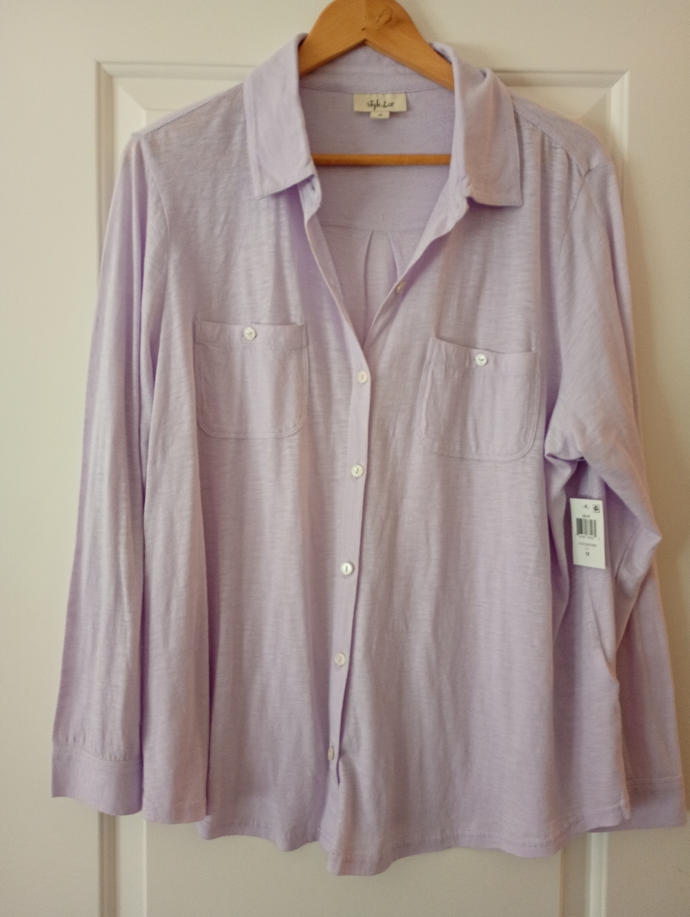 Style + Co Light Lavender Button-Up Shirt (1x)